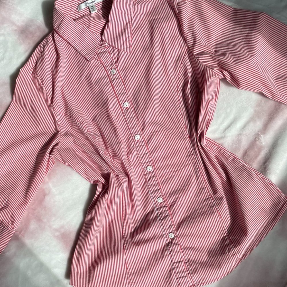 Papaya Pinstripe Button down